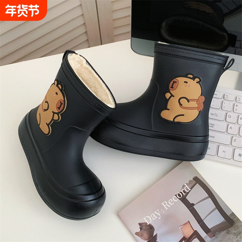 可爱卡皮巴拉雨鞋儿童雨靴男女童中筒软底新款水靴防滑防水胶鞋
