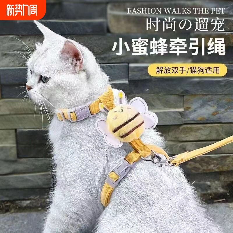 猫咪牵引绳防挣脱外出专用宠物兔子背心遛猫专用溜小猫链子猫绳子