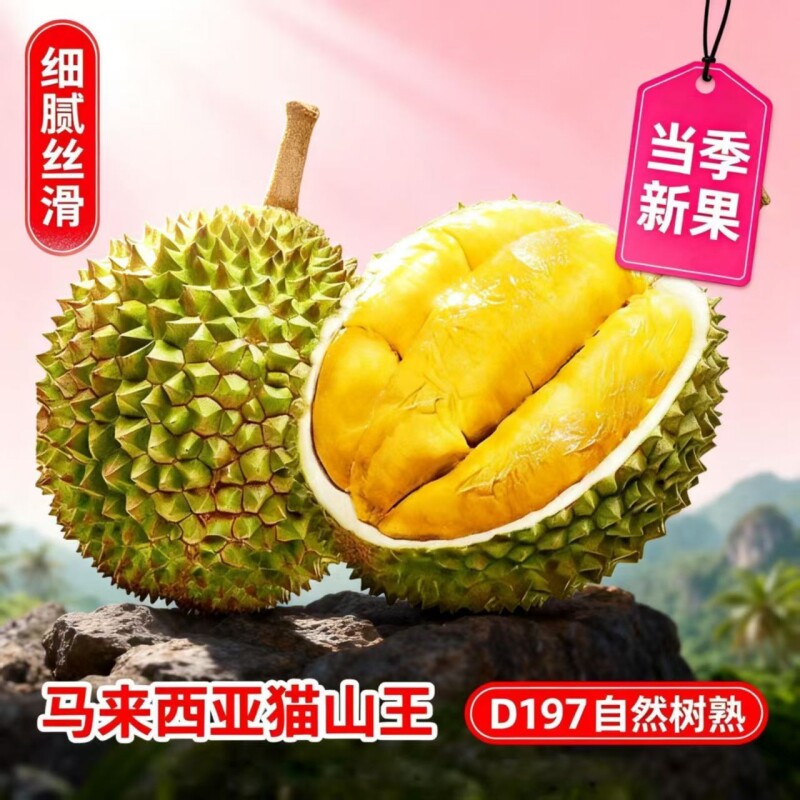 马来西亚进口D197榴莲冷冻树熟新鲜整果水果顺丰冷链包邮液氮当季