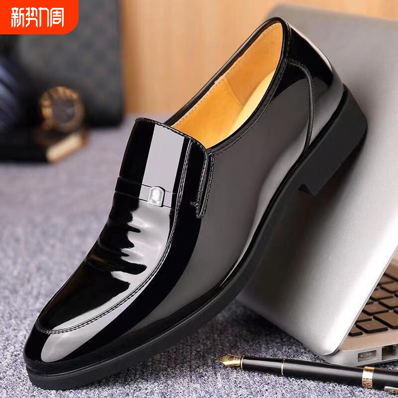 新款商务正装皮鞋男休闲结婚新郎英伦内增高夏季透气青年尖头男鞋