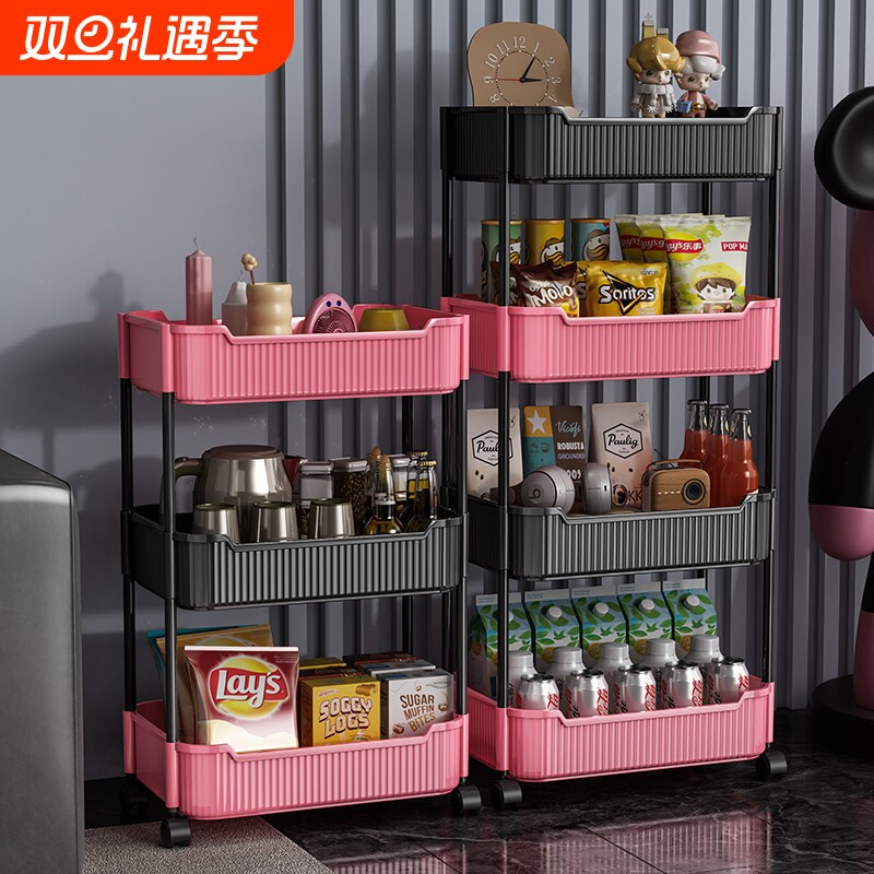 多层小推车置物架客厅零食玩具收纳架落地浴室卫生间可移动带轮子