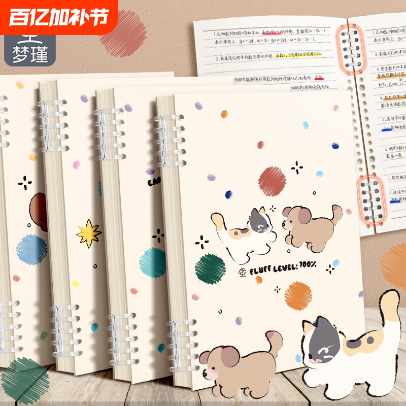 高颜值二次元磨砂笔记本活页本可拆卸动漫B5/A5不硌手封面加厚卡通环扣线圈本横线初高中生大学生考研日记本