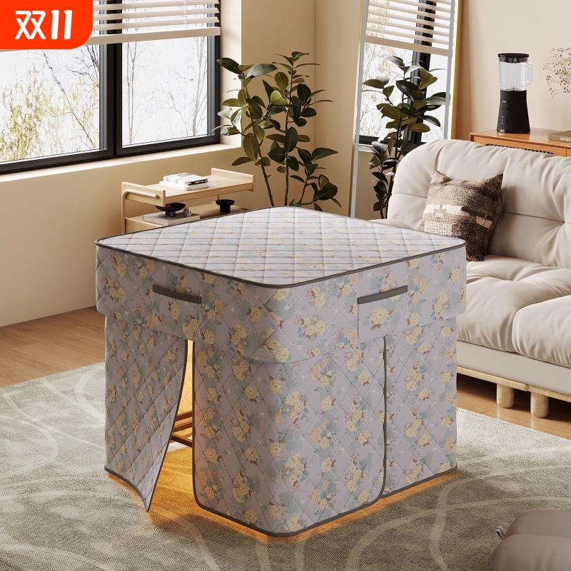 烤火桌子秋冬季新款家用烤火架炉一体取暖桌可折叠四方餐桌麻将桌