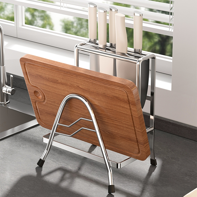 不锈钢刀架菜板架一体加厚收纳架