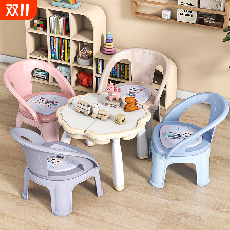 幼儿靠背椅子儿童餐椅放屁凳子宝宝吃饭椅防滑家用板凳卡通叫叫椅