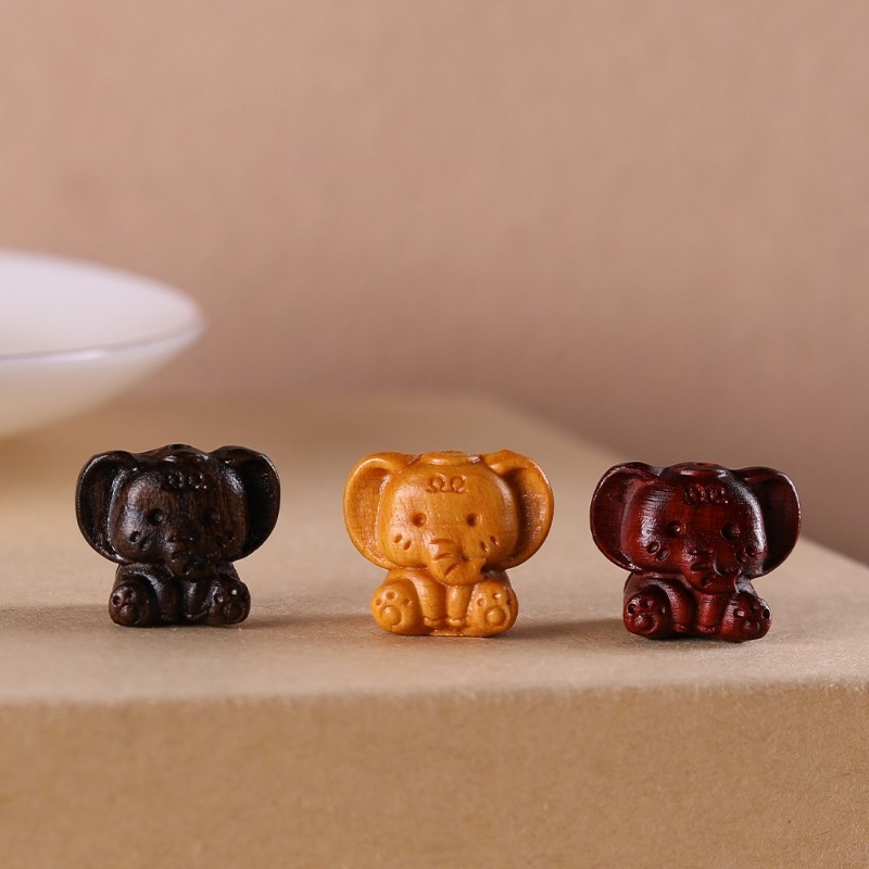 檀香木雕刻象宝宝diy萌宠小吉象紫檀木手机链钥匙扣挂饰配件饰品