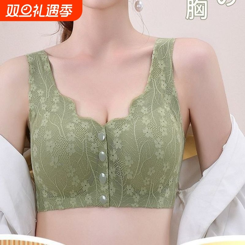 妈妈内衣文胸中老年人前扣大码中年聚拢胸罩尺码前开扣罩杯固定