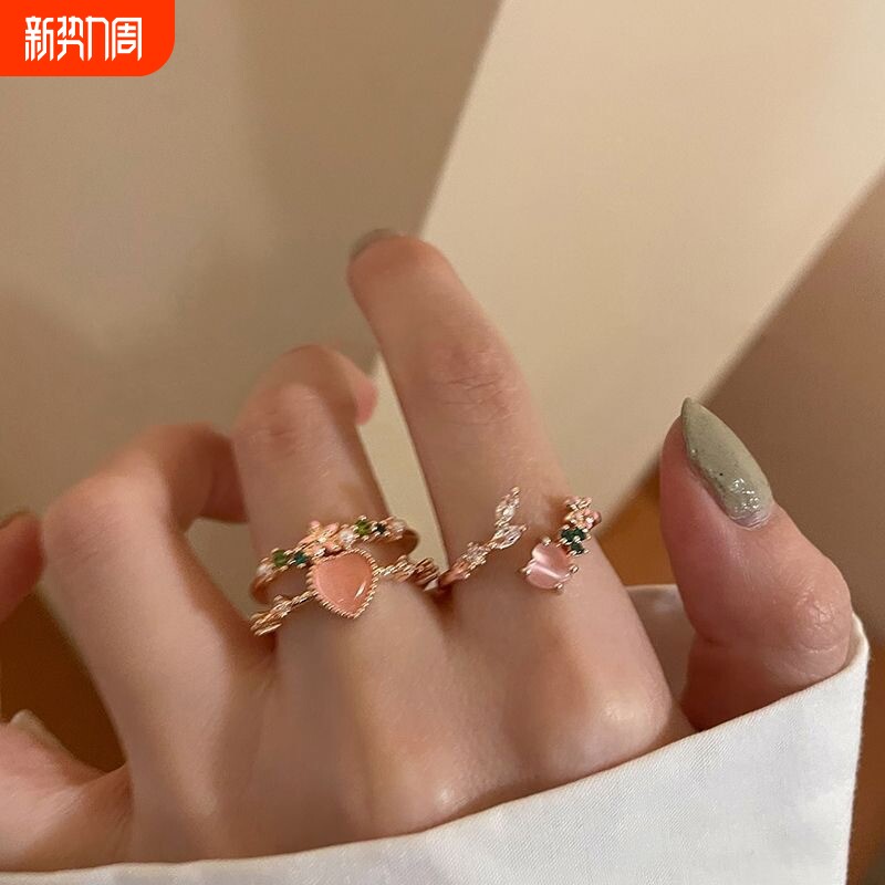 双层爱心开口戒指ins小众女设计轻奢高级感食指戒可调节指环