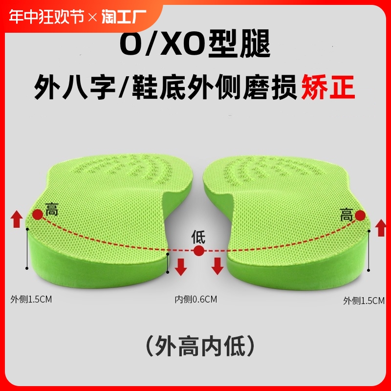 o型腿矫正鞋垫神器0形腿型脚翻足内翻儿童xo型纠正器成人可裁剪