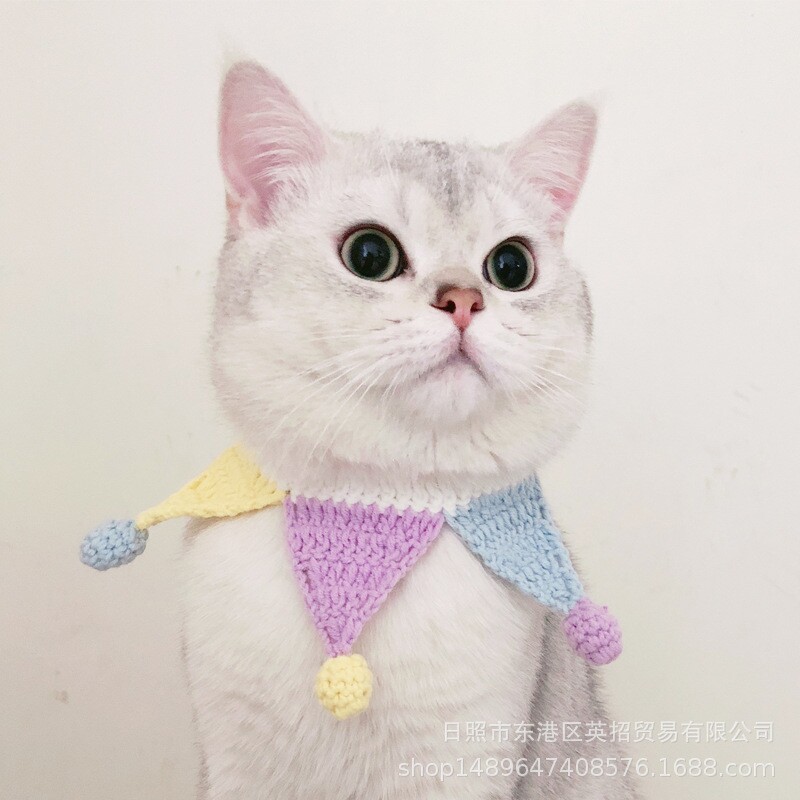 小丑假领手工编织宠物饰品领结猫咪彩色项圈英短美短布偶