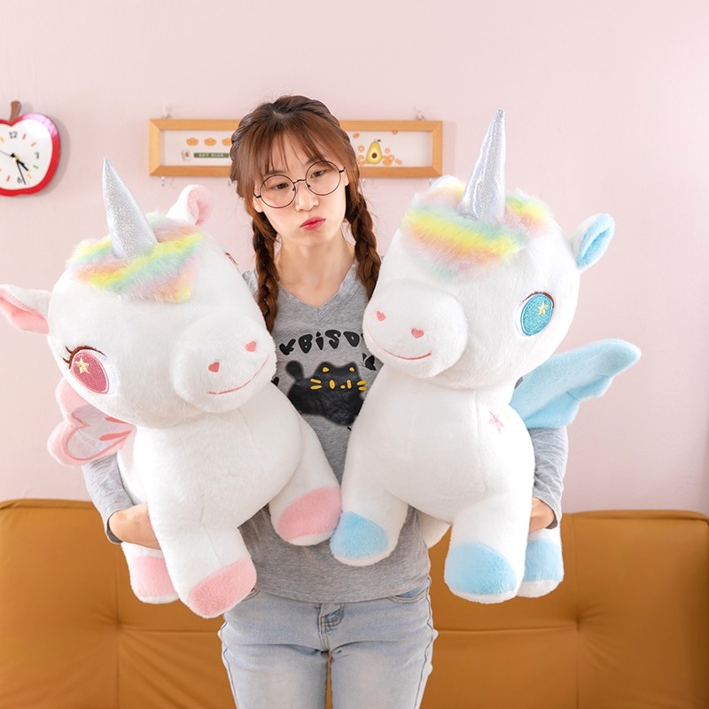 可爱炫彩小马独角兽毛绒玩具公仔玩偶治愈少女心布娃娃生日礼物女