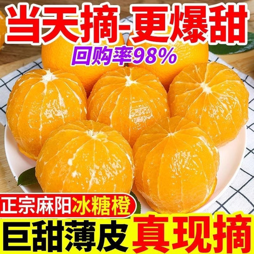 正宗湖南麻阳冰糖橙9斤包邮新鲜水果橙子当季整箱柑手剥甜橙
