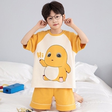 2025新款纯棉男童睡衣夏季短袖短裤小奶龙中大童家居服套装可外穿