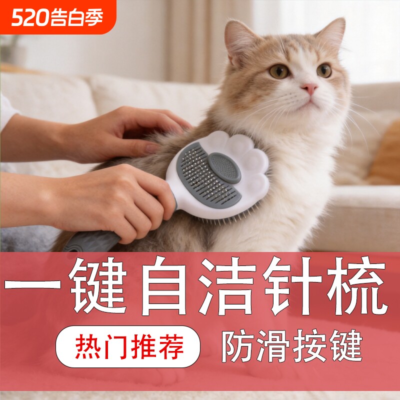 猫猫梳子狗狗梳子去浮脱毛撸猫神器清理长毛专用宠物猫咪狗狗用品