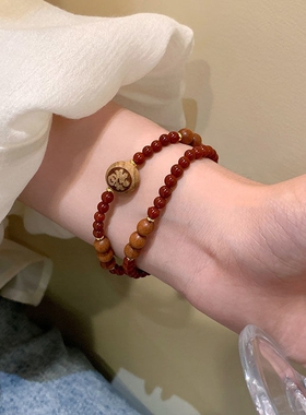 2025平安喜乐福字新中式石手串女复古民族风ins小众设计串珠手饰