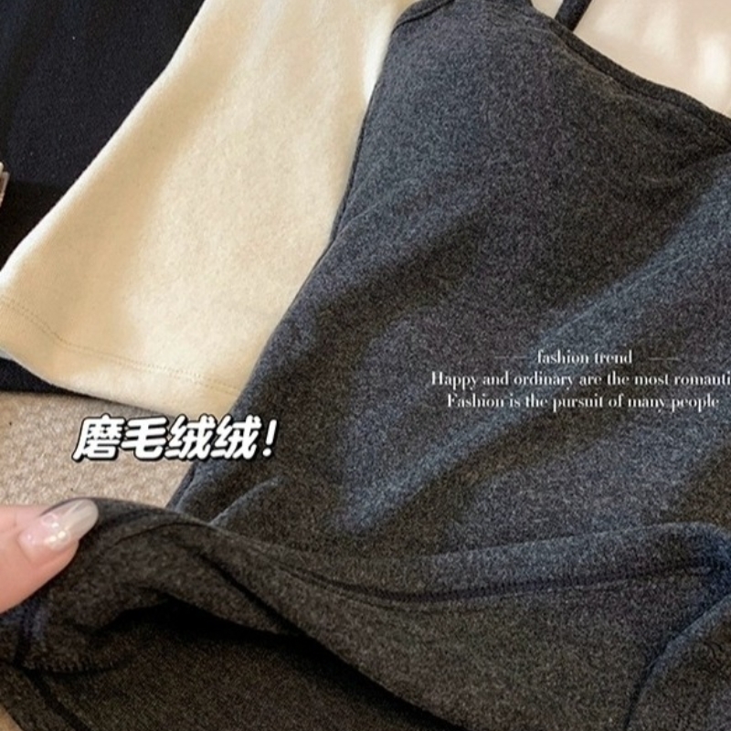 双面磨毛绒带胸垫内搭纯欲打底吊带背心女秋冬季加厚保暖内衣上衣
