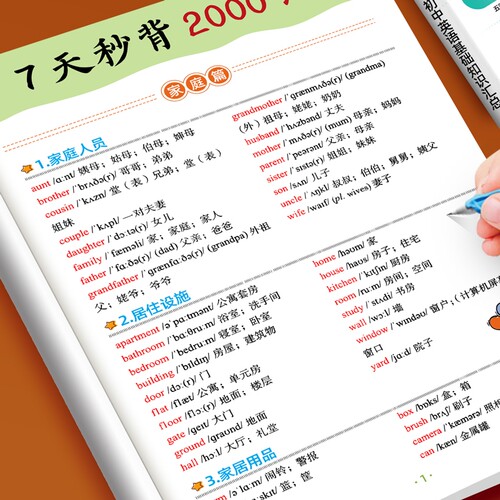 7天秒背英语单词书重点知识大全