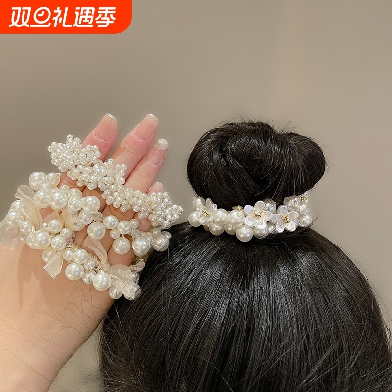 高级感珍珠发绳2023新款高端扎头发头绳女头饰丸子头发圈头花发饰