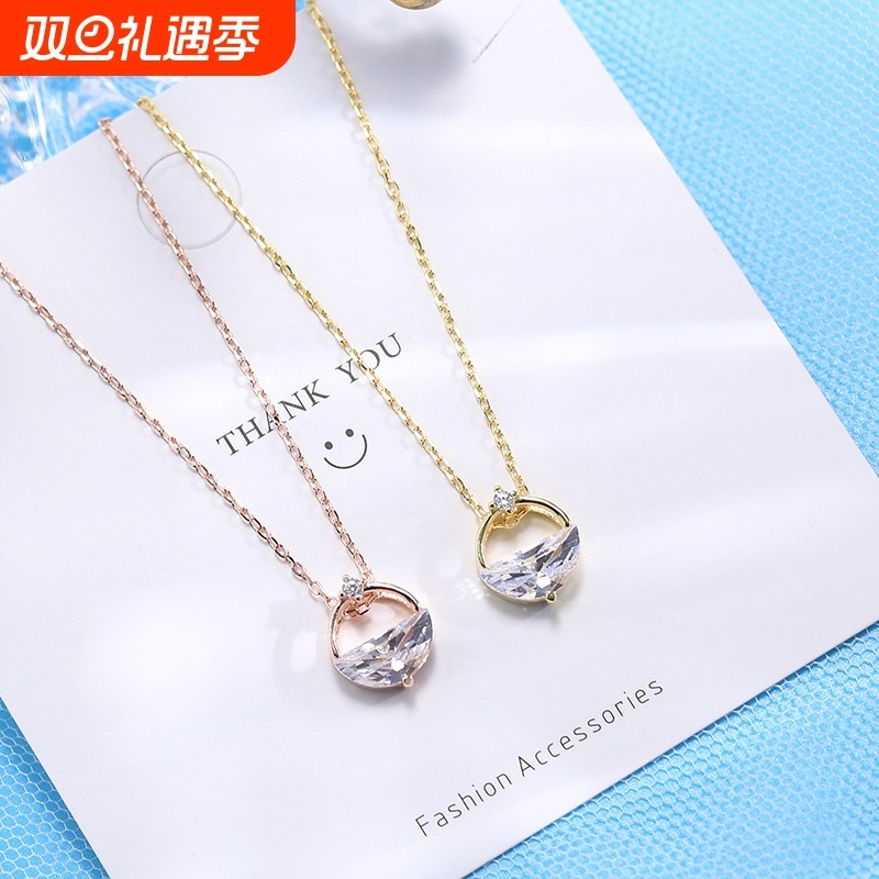 万盈首饰一汪清泉项链女 S925纯银ins轻奢饰品个性创意情人节