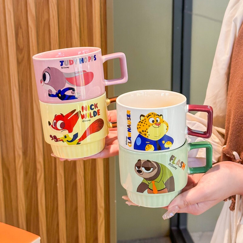 疯狂动物城正版联名咖啡杯可爱陶瓷杯女生高颜值下午茶马克杯礼盒