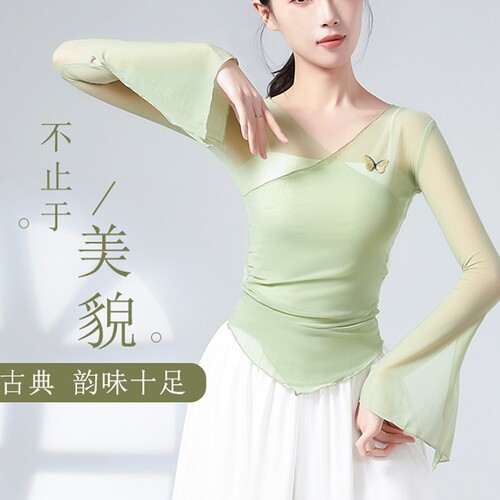 古典舞身韵纱衣练功服喇叭袖上衣