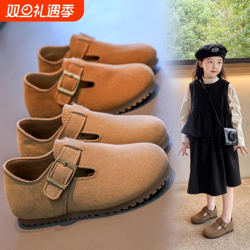 童鞋儿童勃肯鞋女童新款秋冬季软底小皮鞋女孩百搭鞋宝宝豆豆单鞋