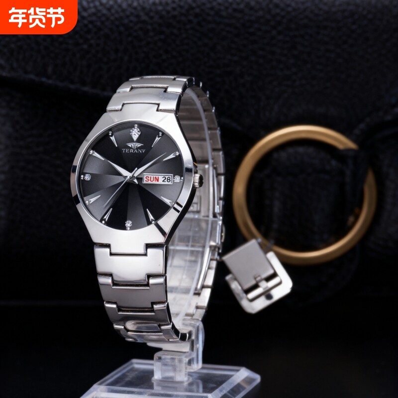 手表男款机械风全自动防水高级感全自动男表数字双日历防水腕表男