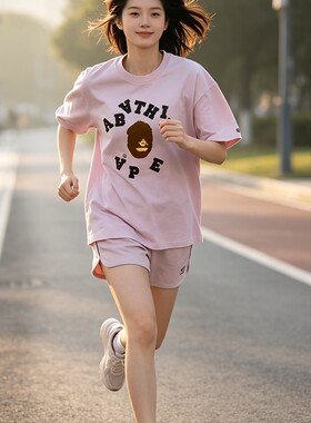 运动潮牌APE短袖t恤纯棉重磅高版本SHARK BAPE猿人迷彩体恤男女款