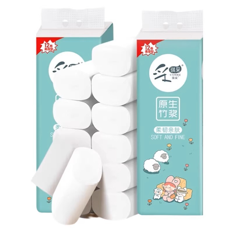 采琪采柔软绵绵糖卷筒纸12卷/提*2提