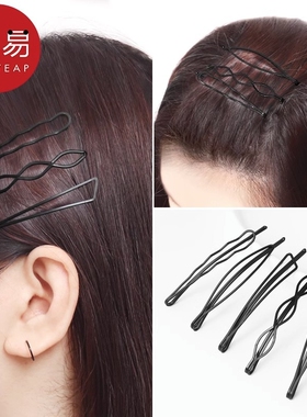 发夹/一字夹A1pf0-黑色侧边刘海发卡后脑勺碎发整理头饰盘发固