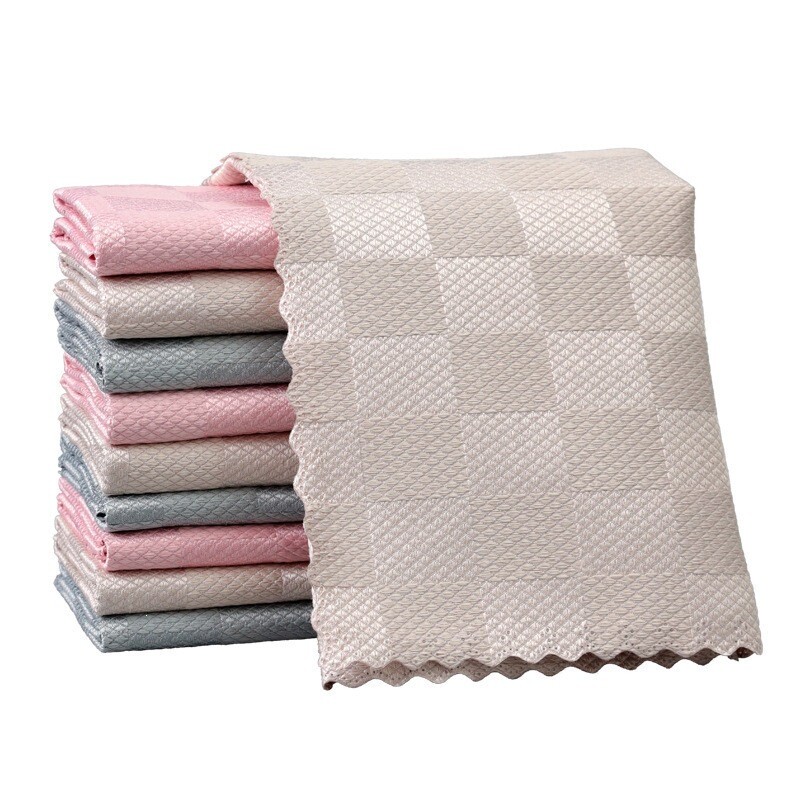 鱼鳞抹布鱼鳞布无痕不留痕鱼鳞格抹桌布鱼纹擦玻璃擦桌布家务