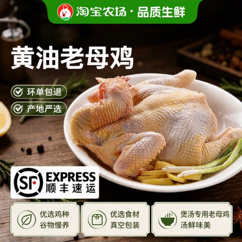 三物纪正宗新鲜皖南黄油老母鸡土鸡农家整鸡顺丰包邮鸡肉到家蛋鸡