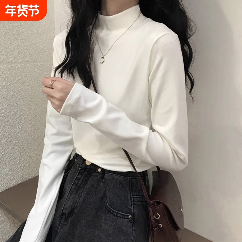 德绒打底衫女加厚半高领秋冬内搭加绒保暖t恤上衣女磨毛白色黑色,女士内衣/男士内衣/家居服,保暖上装,淘宝优惠券,粉丝福利购,淘宝优惠卷