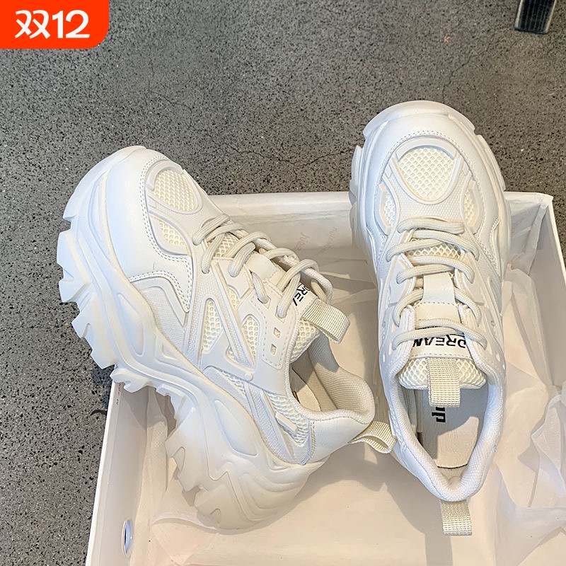 品牌断码网红ins超火老爹鞋女2025春季新款透气百搭松糕厚底休闲