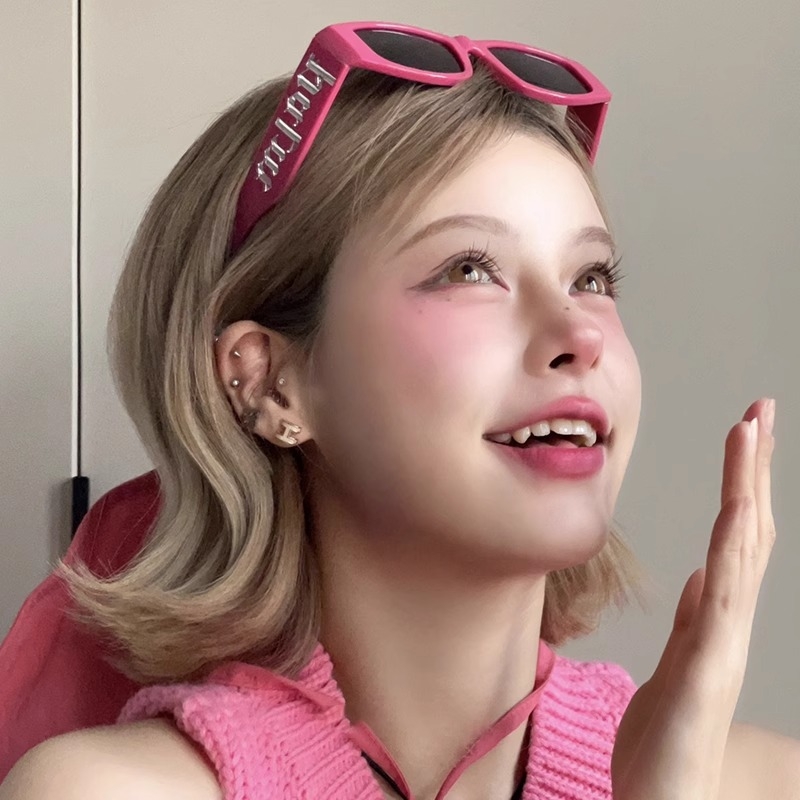 千禧风y2k辣妹粉色墨镜女ins网红眼镜搞怪太阳镜男款圆脸折叠偏