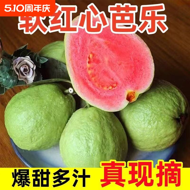 红心番石榴芭乐爆甜多汁真现摘新鲜水果软奶油糯应季脆甜胭脂红