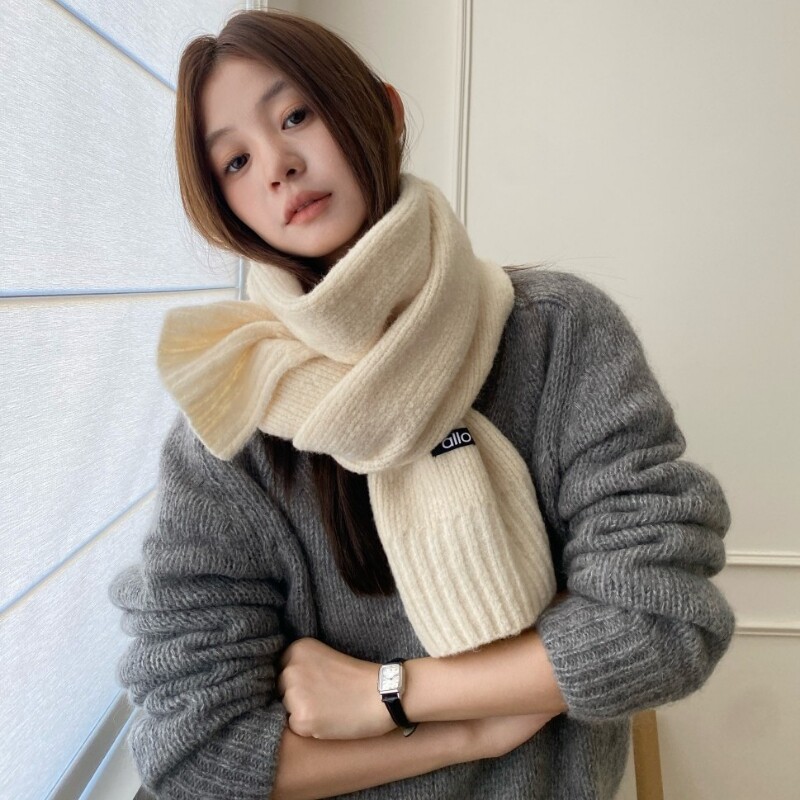 韩国新款百搭羊毛混纺围巾女冬季保暖学生氛围感针织围脖