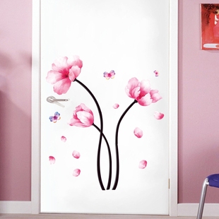 手绘郁金香墙贴PVC平面墙壁贴纸壁画房间客厅简约现代花卉装 饰画