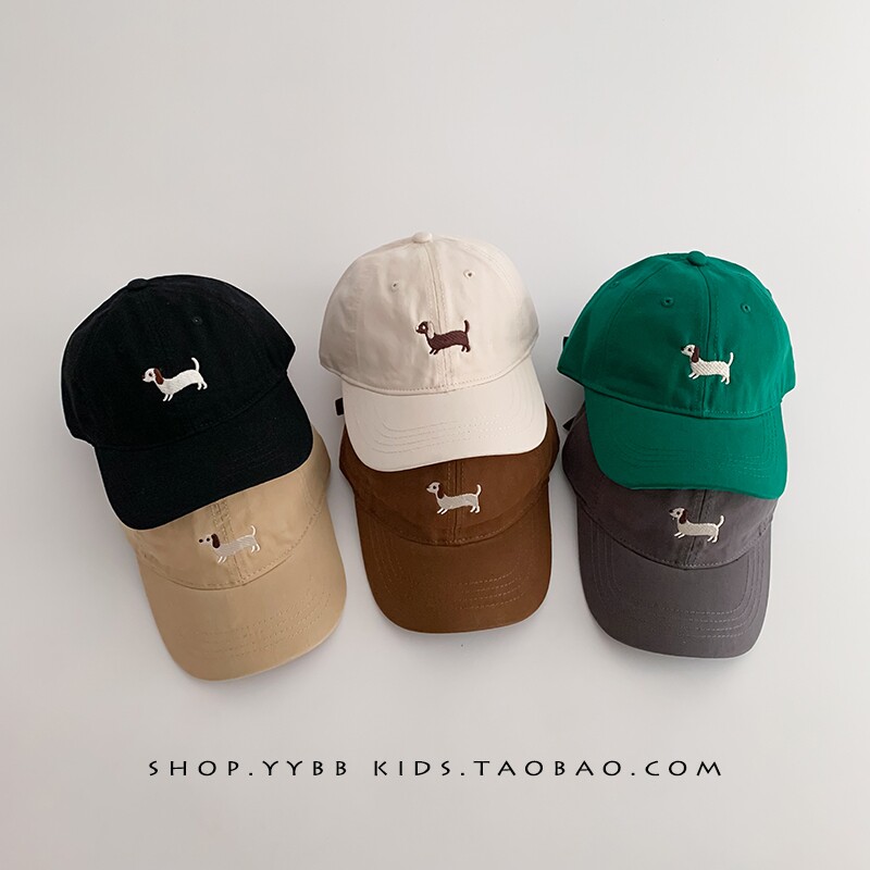 韩系卡通小狗儿童帽子春秋薄款遮阳防晒鸭舌帽男女宝宝夏季棒球帽