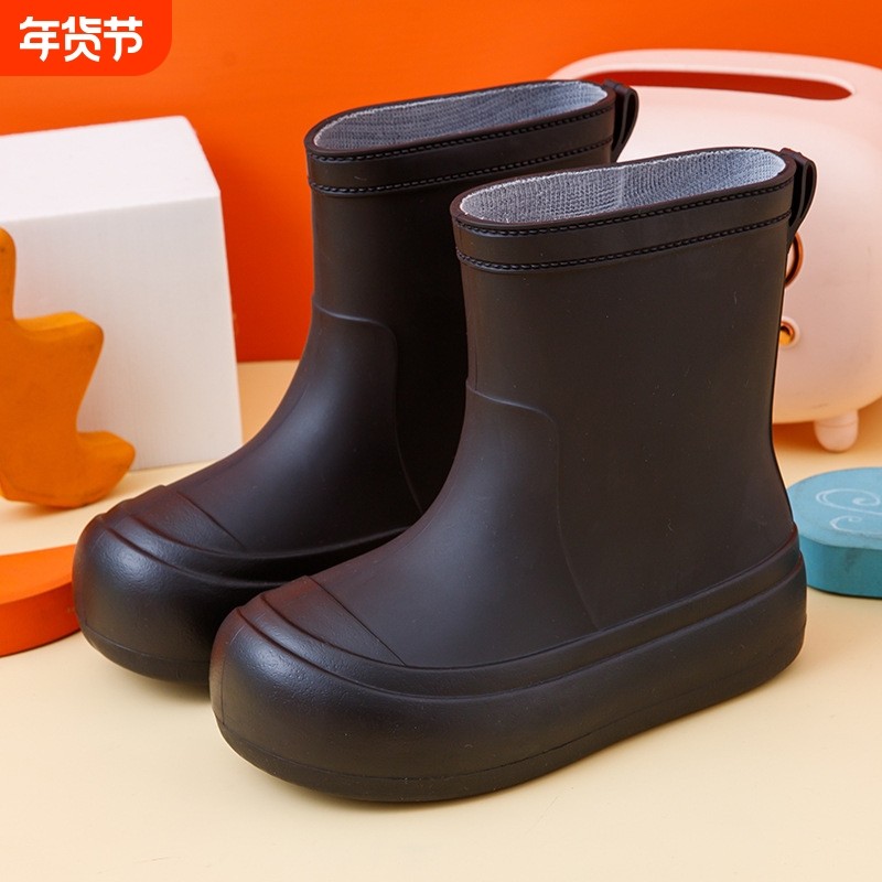 可爱儿童雨鞋加绒轻便水鞋大童防水防滑雨靴保暖童女可拆卸中筒