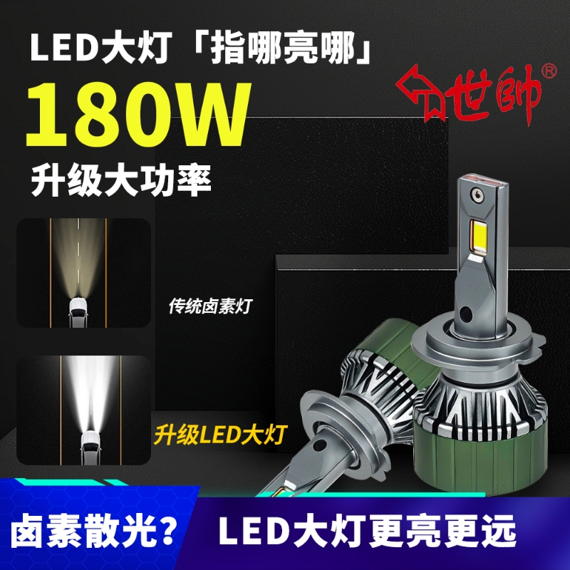 双铜管大功率180W适用新旧款汽车LED大灯H7H4H19005近光远光改装