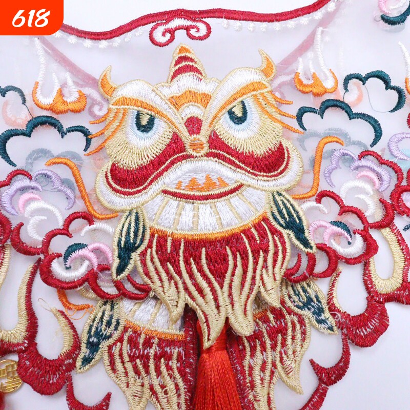 猫咪汉服配饰云肩红色醒狮刺绣宠物服饰古风配饰狗狗围兜吊坠围脖