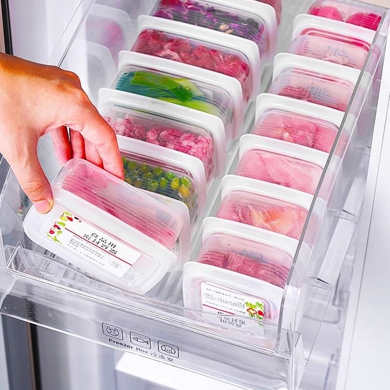 冷冻收纳盒冰箱专用分装食品级保鲜盒密封塑料分格家用整理小盒子