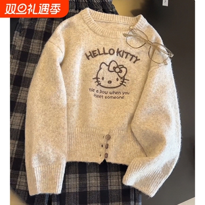 女童秋装毛衣2025儿童洋气卡通针织衫春秋季女孩打底上衣韩版灰色