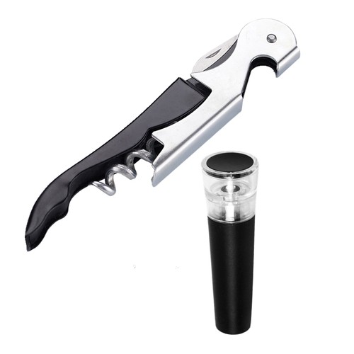 实用2件套 抽真空红酒塞瓶塞密封葡萄酒抽拉真空酒塞海马刀开瓶器