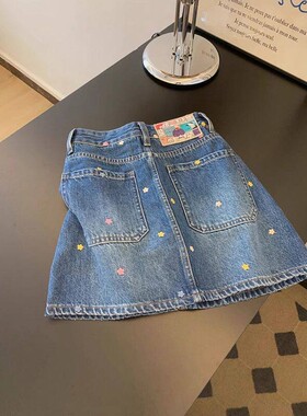 女童星星刺绣牛仔半身裙