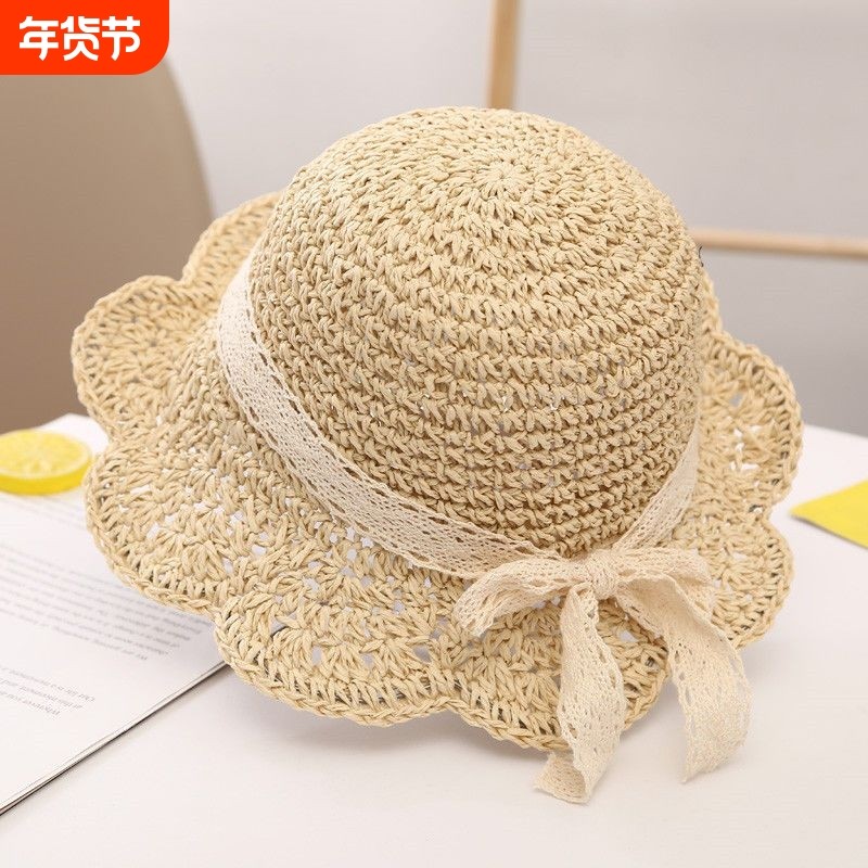 宝宝帽子夏天遮阳帽儿童草帽大檐防晒小清新1-5岁3夏季女童渔夫帽