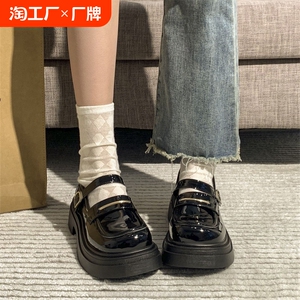 厚底黑色法式玛丽珍小皮鞋女2024夏薄款复古学院风百搭单鞋配裙子