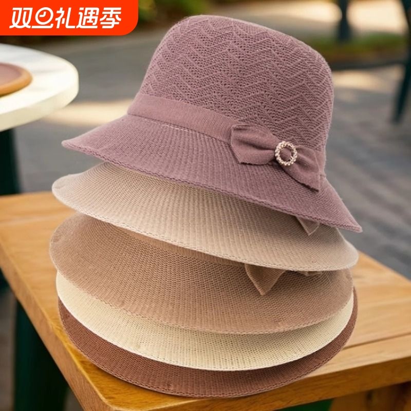 春夏天老人帽子女奶奶盆帽妈妈渔夫帽薄中老年人遮阳凉帽防风大檐