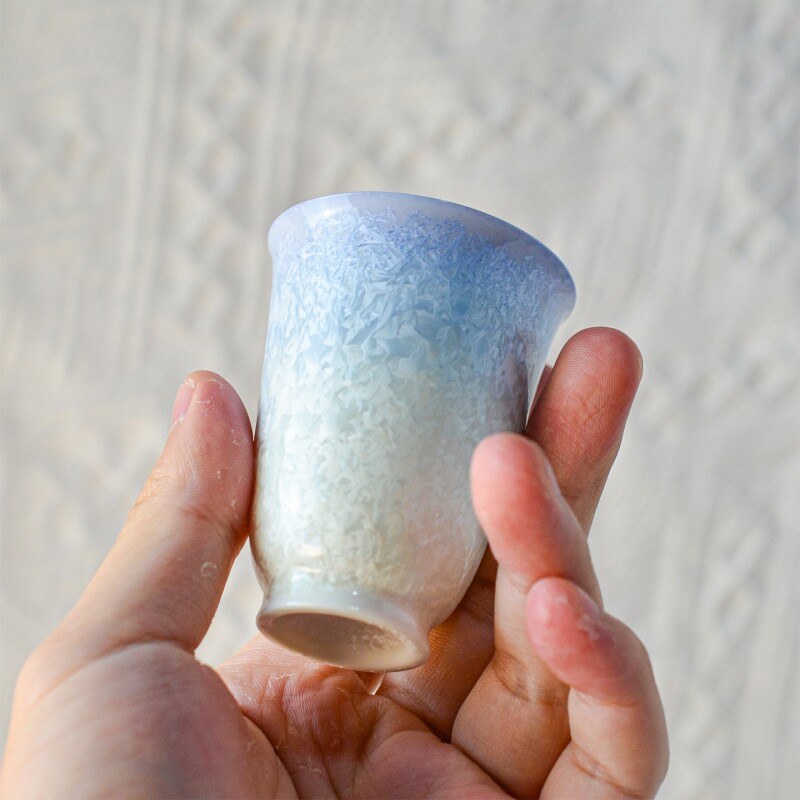 窑变主人杯蓝白渐变结晶釉品茗杯陶瓷功夫茶具个人专用女茶杯送礼